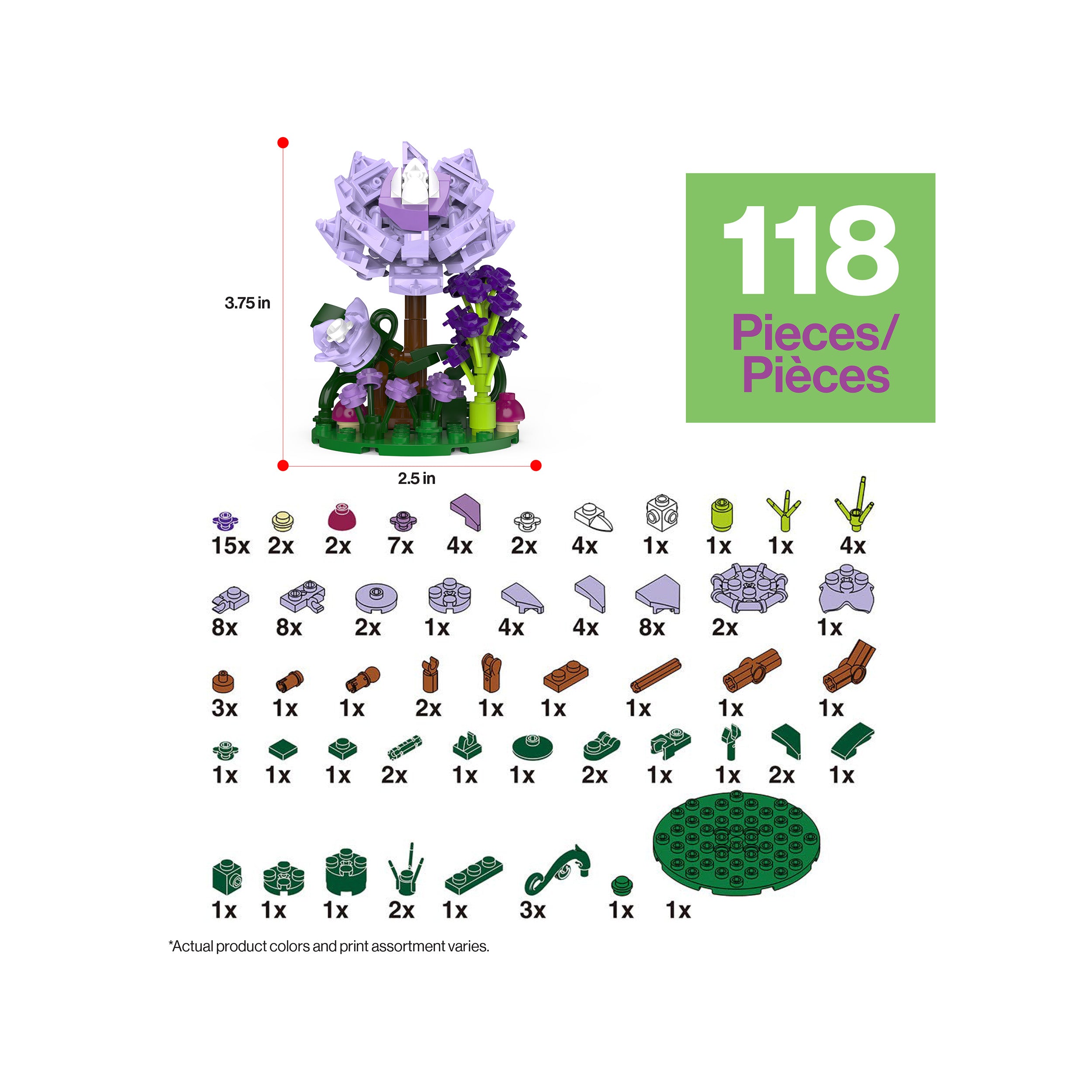 PicassoTiles 118pc Purple Dahlia Flower Playset