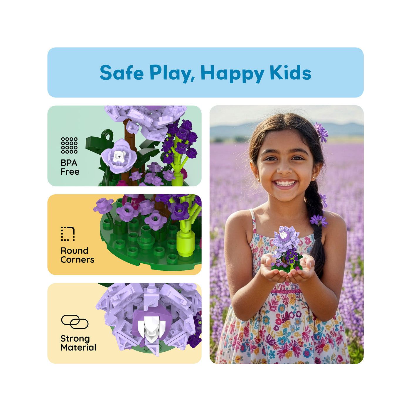 PicassoTiles 118pc Purple Dahlia Flower Playset