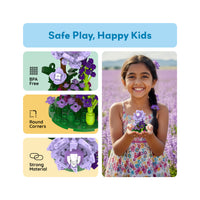PicassoTiles 118pc Purple Dahlia Flower Playset