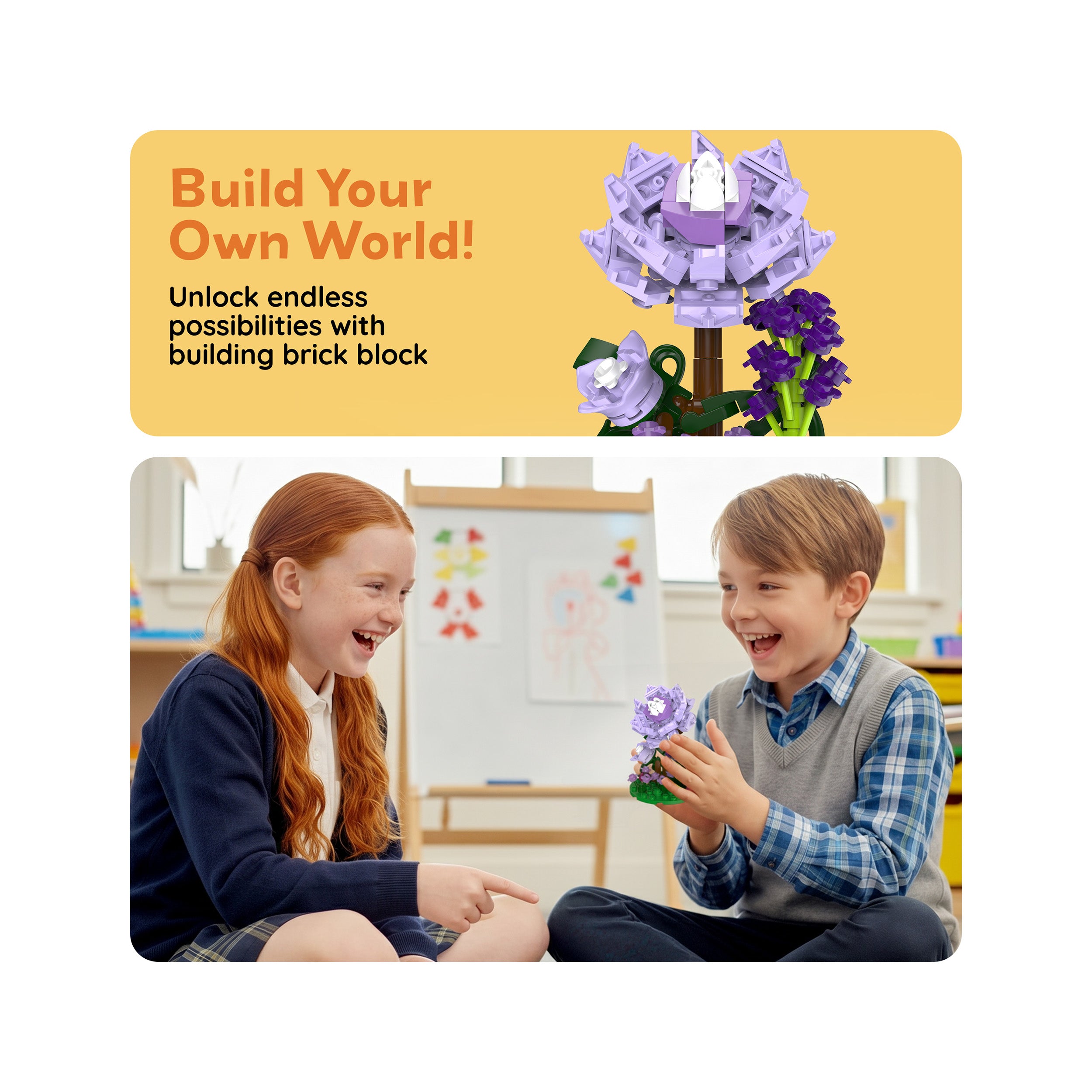 PicassoTiles 118pc Purple Dahlia Flower Playset
