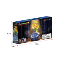 PicassoTiles 287-piece sunflower set packaging measuring 11.8 x 6.4 x 2.1 inches.   