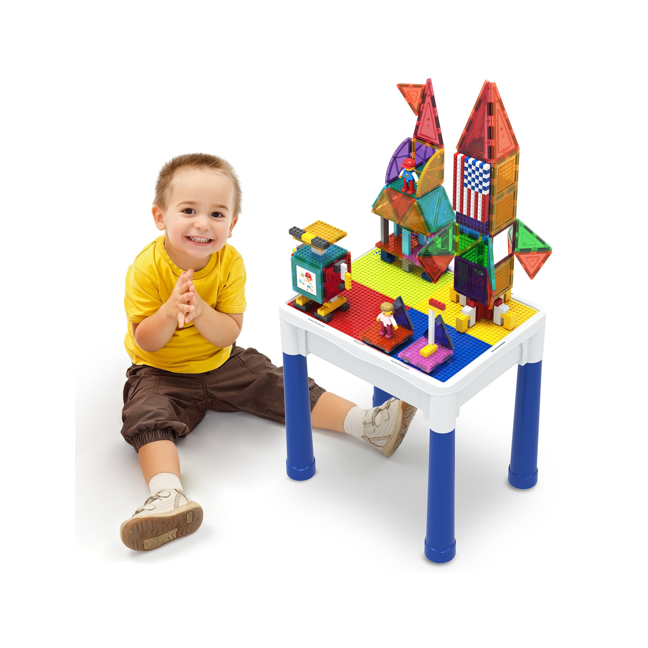 PicassoTiles 316pcs Building Brick Activity Play Table Set