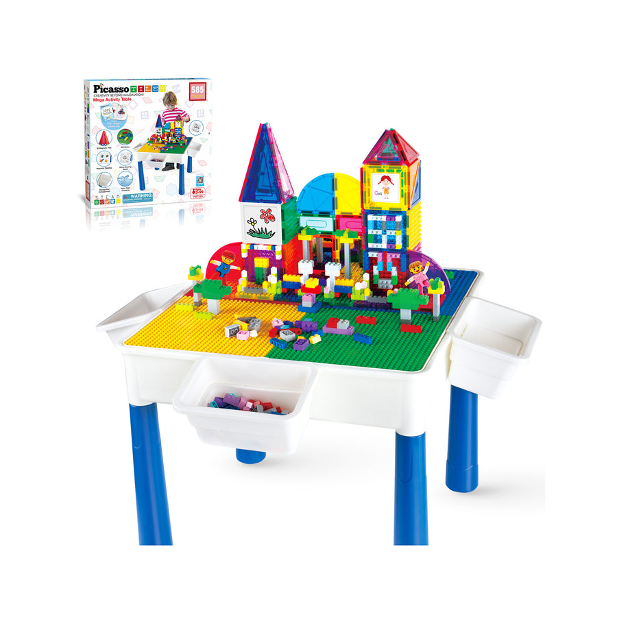 PicassoTiles 585 Piece Mega Activity Center Table
