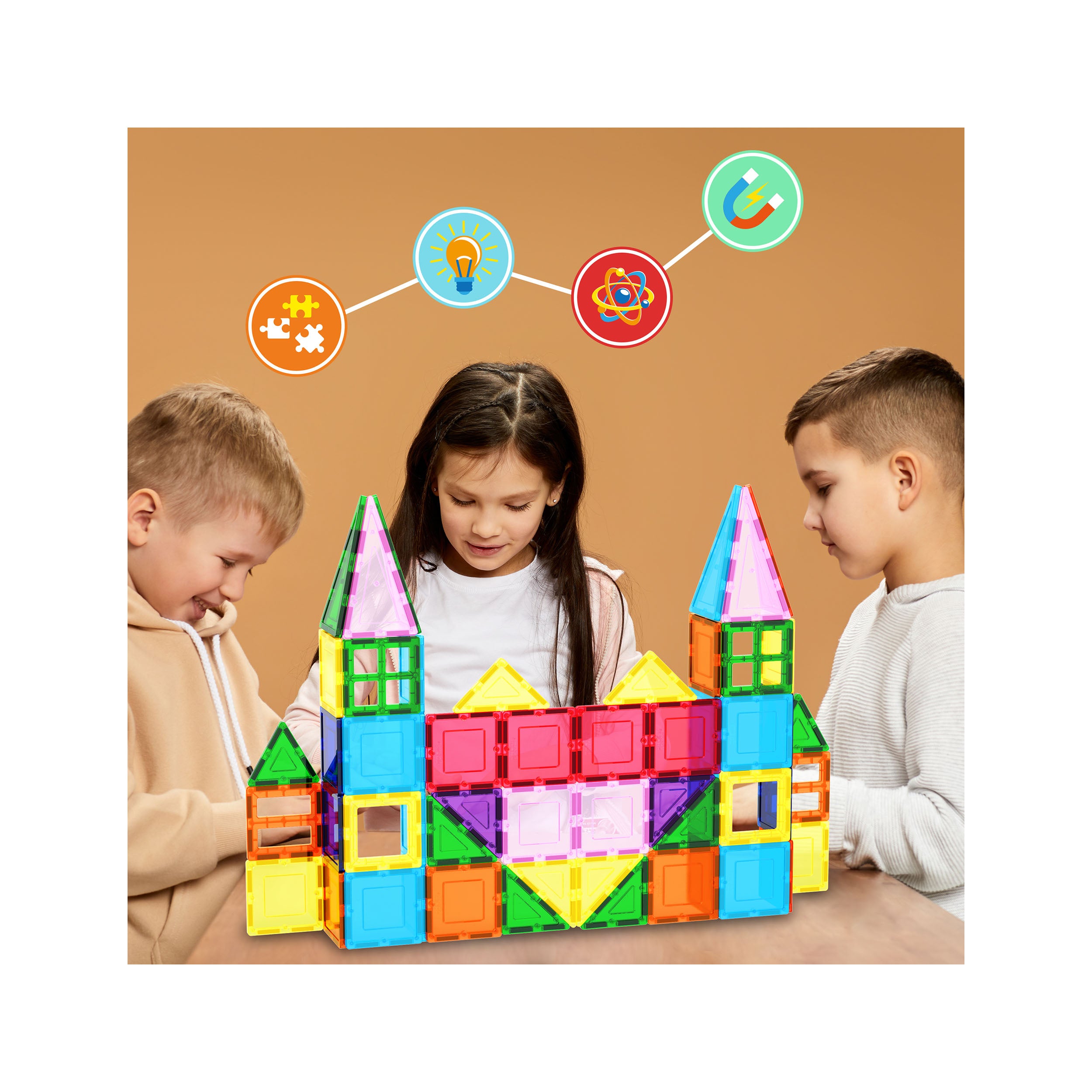 PicassoTiles Magnetic Tile Building Blocks with Storage Carry Bag - 101 Pieces