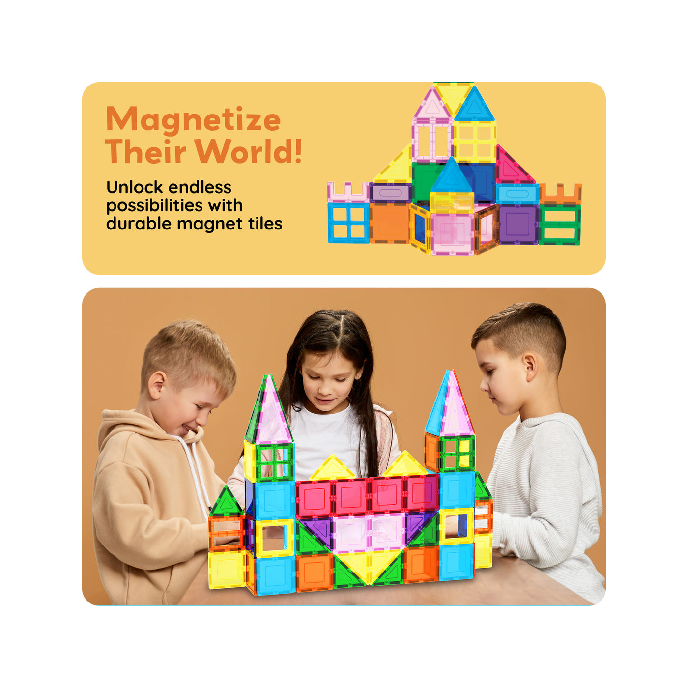 PicassoTiles 101pc Magnetic Tile Building Blocks Set with Car Base and Travel Bag