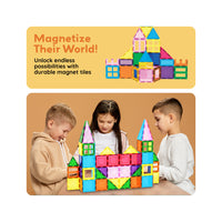 PicassoTiles 101pc Magnetic Tile Building Blocks Set with Car Base and Travel Bag