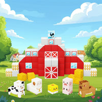 PicassoTiles 72pc Magnetic Puzzle Cube Farm House Building Set