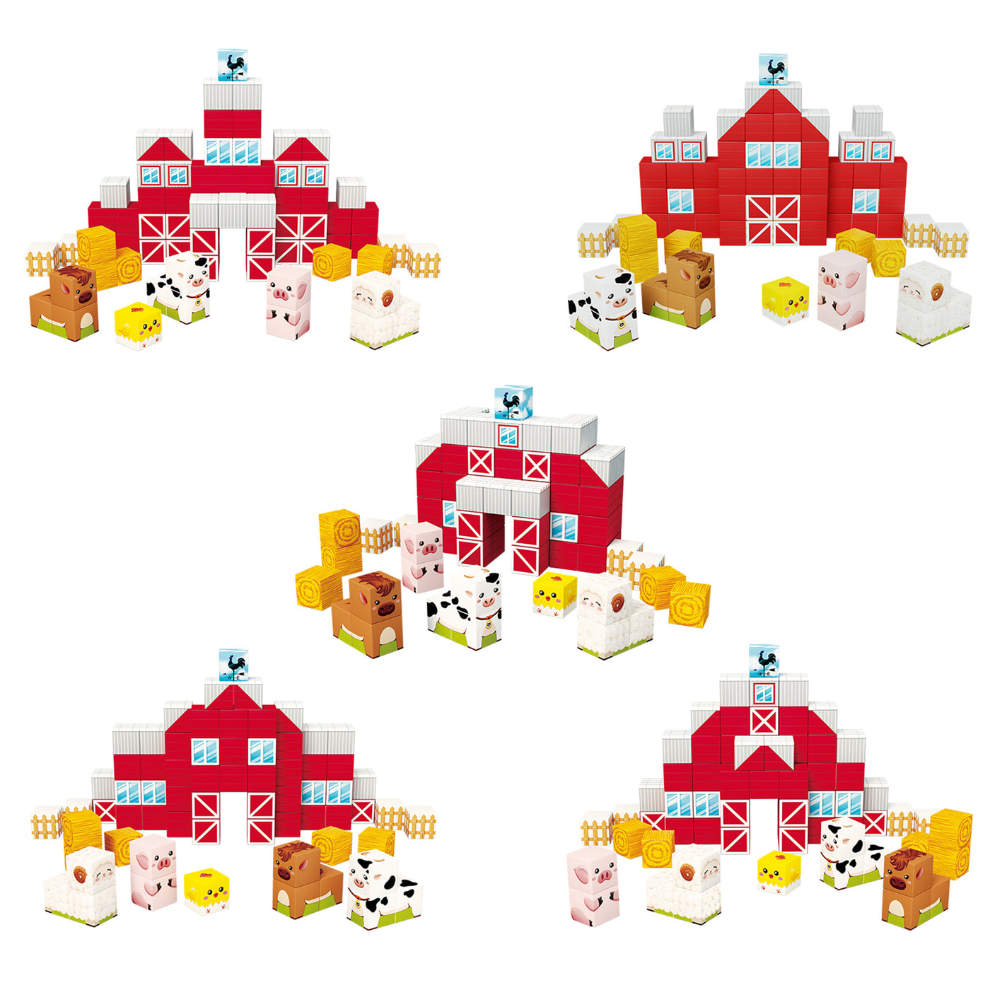 PicassoTiles 72pc Magnetic Puzzle Cube Farm House Building Set