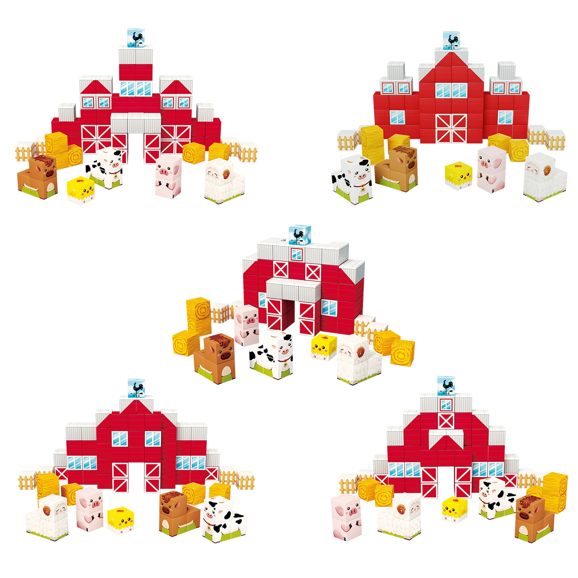PicassoTiles 72pc Magnetic Puzzle Cube Farm House Building Set