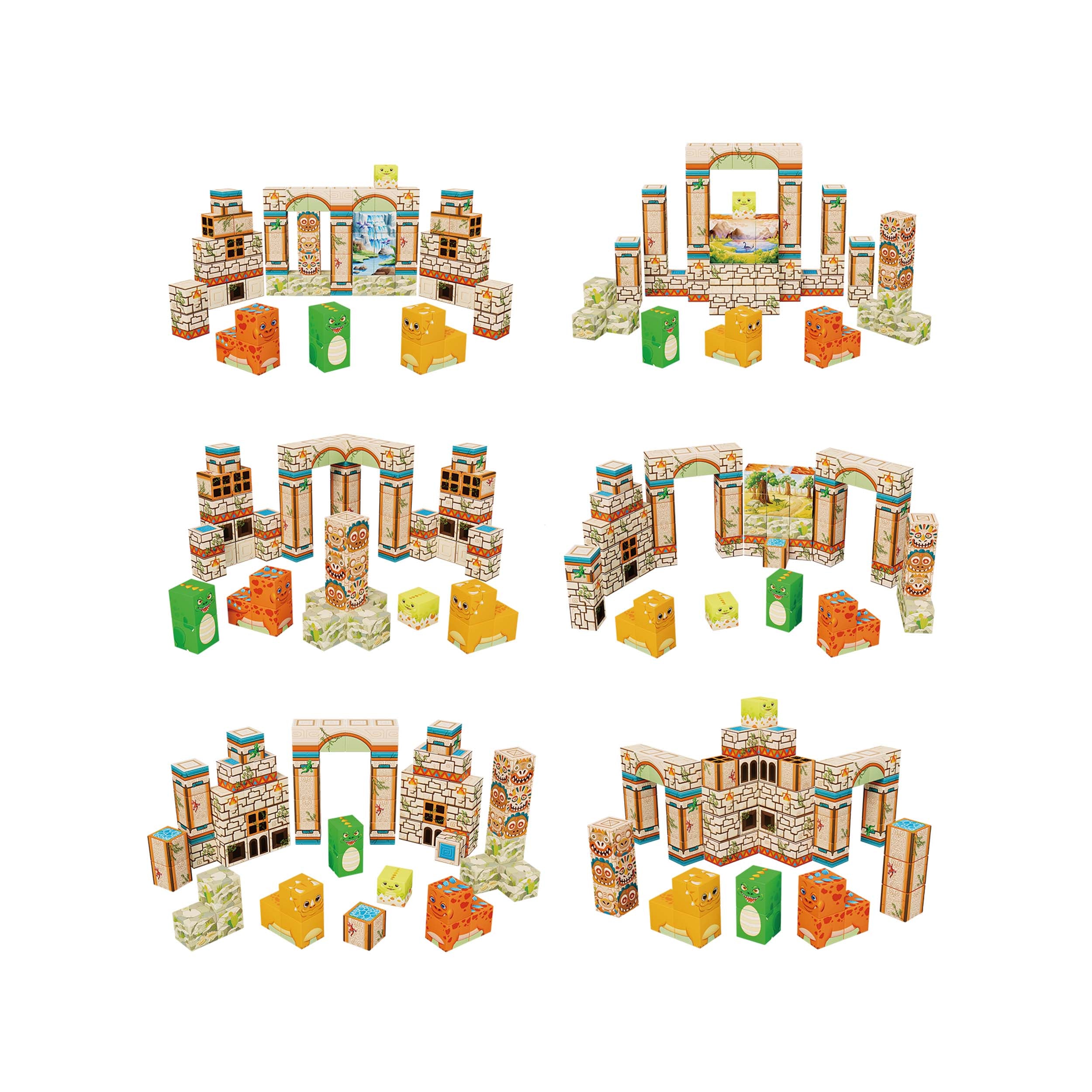 PicassoTiles Dinosaur Themed Magnetic Cube Mix and Match Building Blocks - 72 Pieces