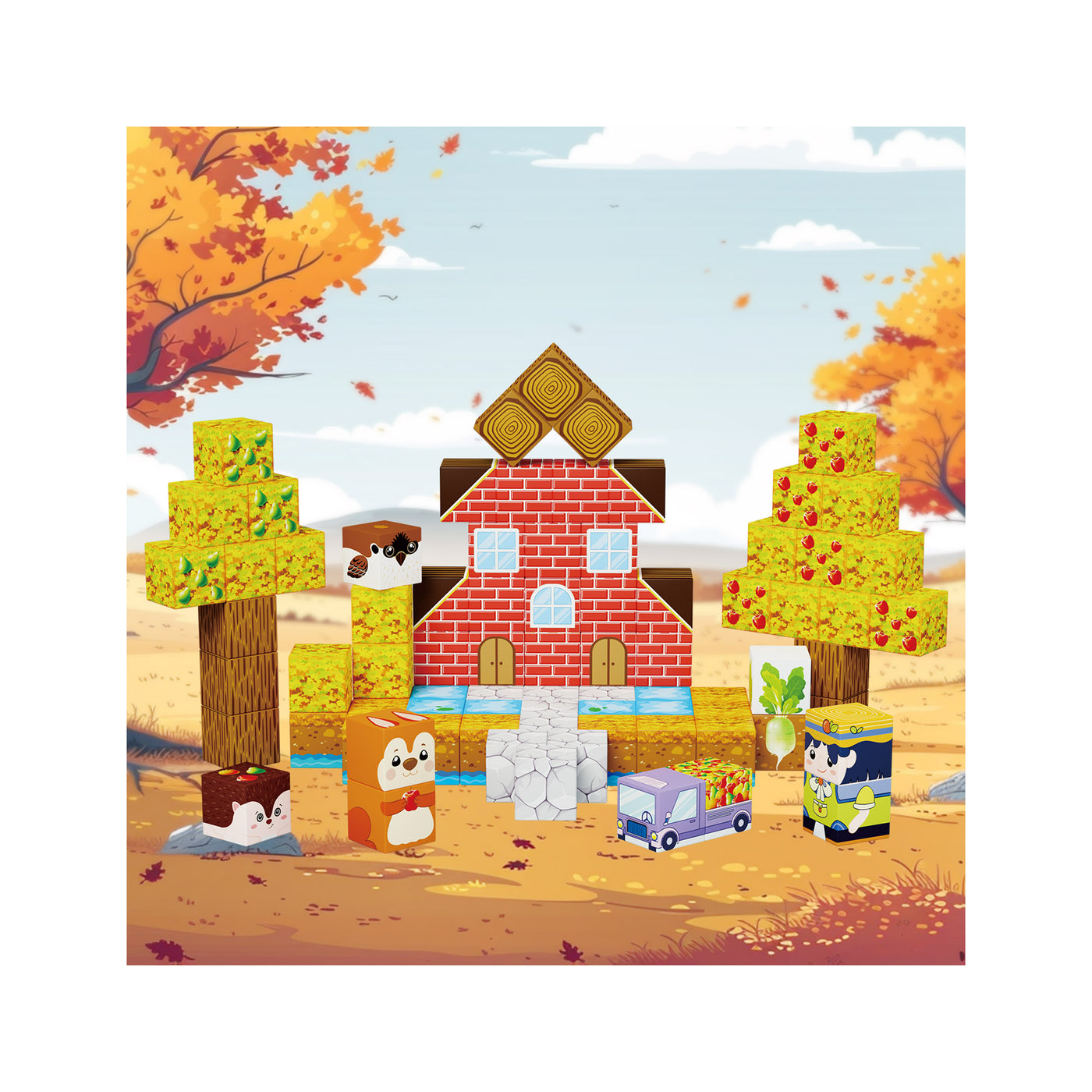 Farm Harvesting Magnetic Cubes Set