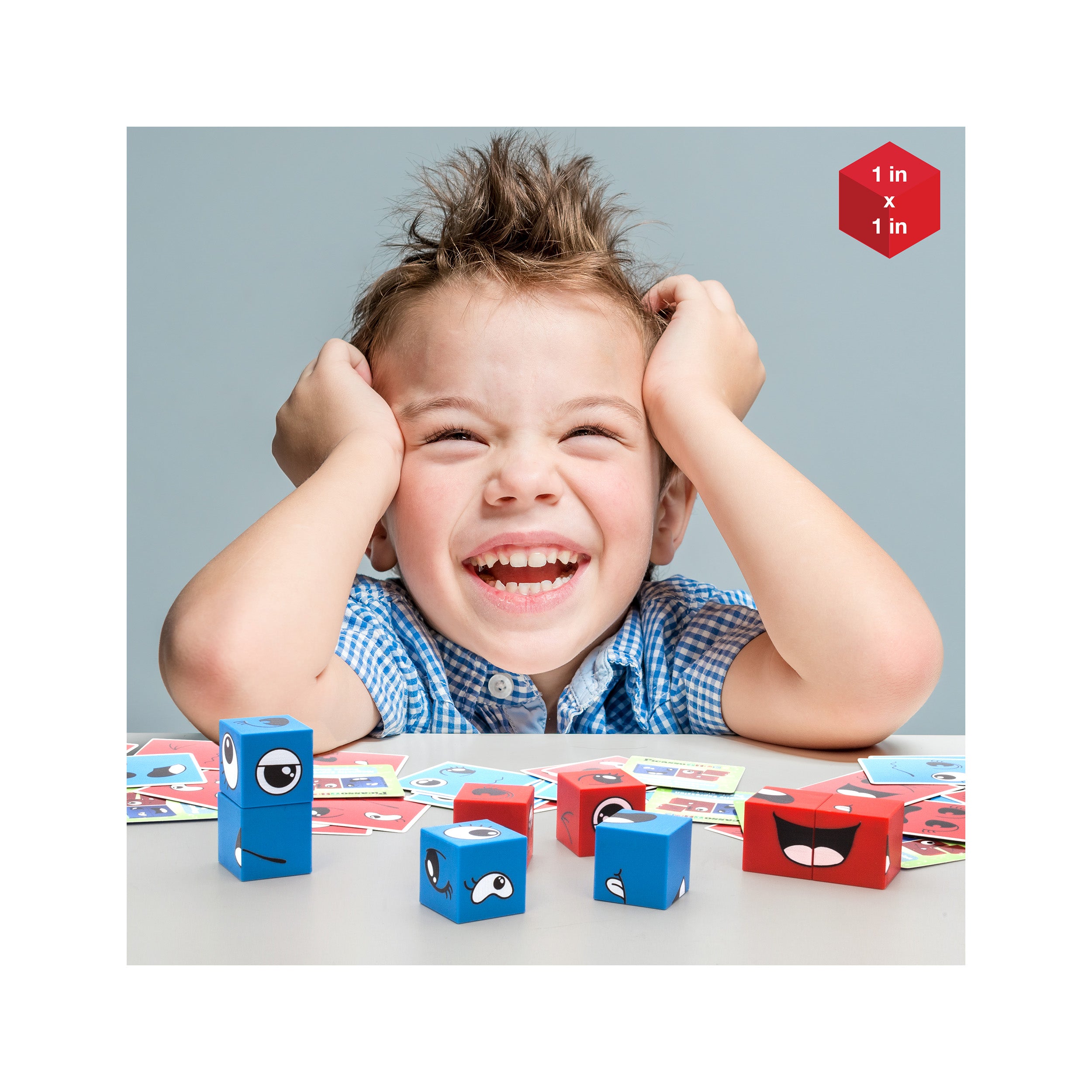 PicassoTiles Mix and Match 8 Piece Magnetic Emoticon Puzzle Cubes