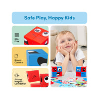 PicassoTiles Mix and Match 8 Piece Magnetic Emoticon Puzzle Cubes