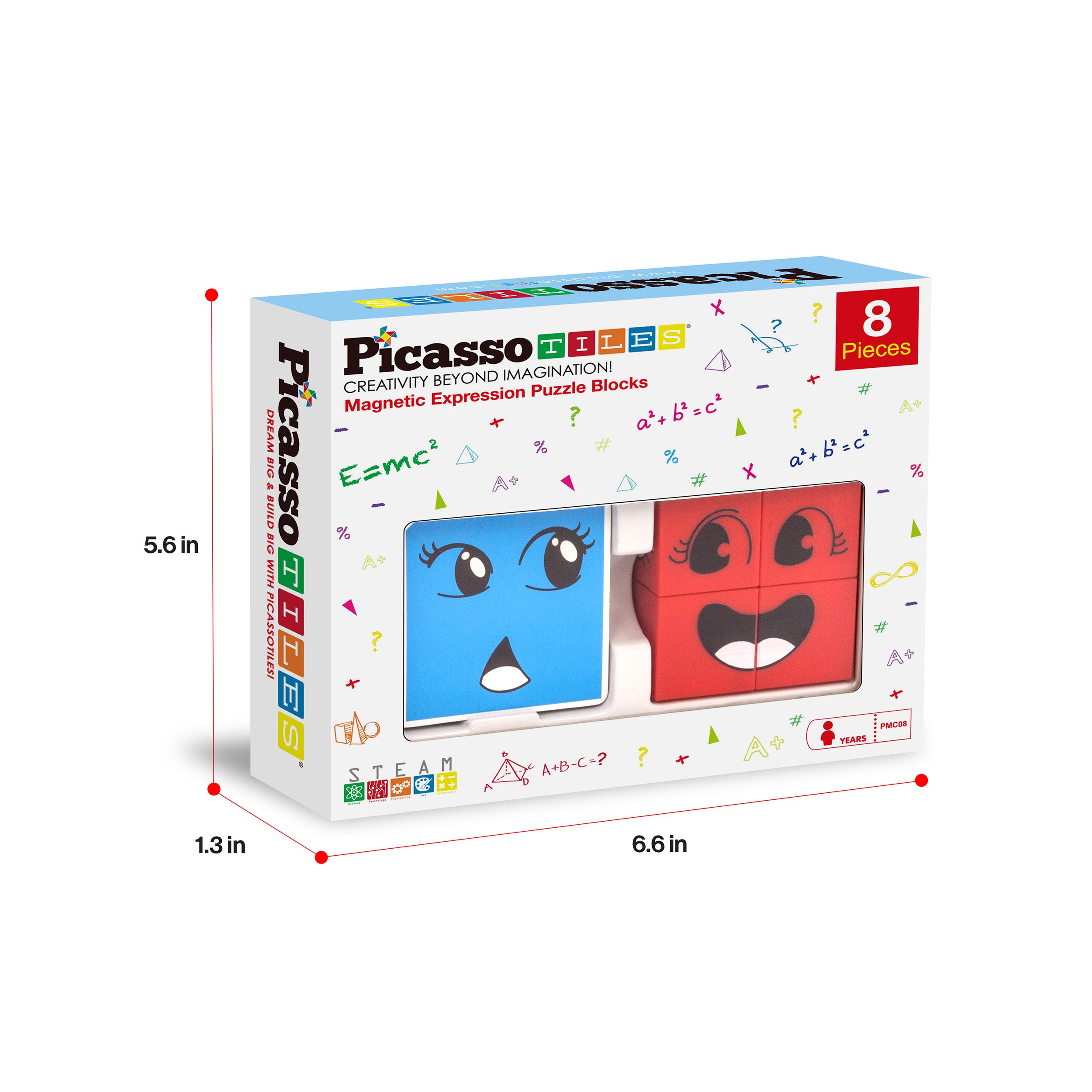 PicassoTiles Mix and Match 8 Piece Magnetic Emoticon Puzzle Cubes