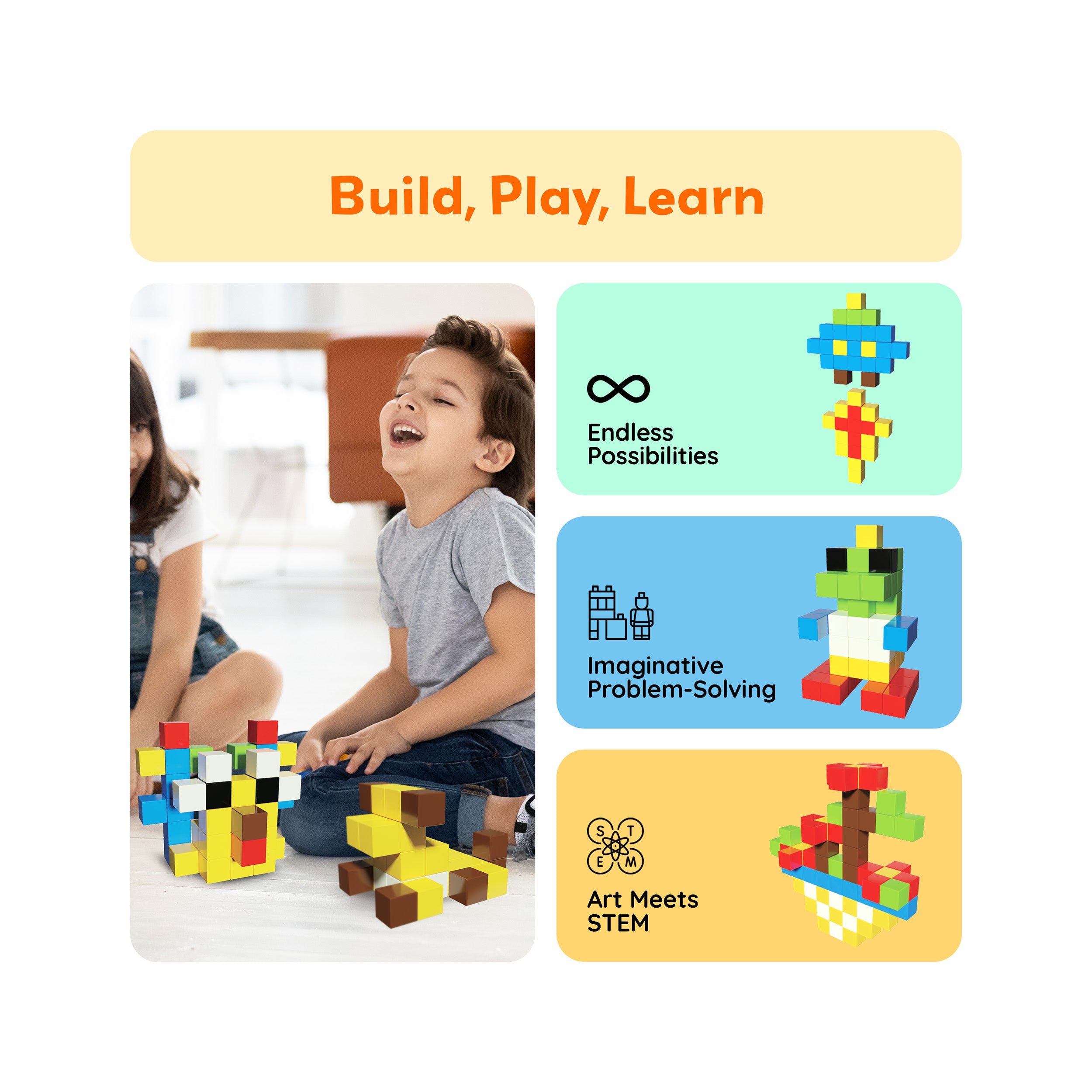 PicassoTiles 102pc Mini Pixel Puzzle Cube Set