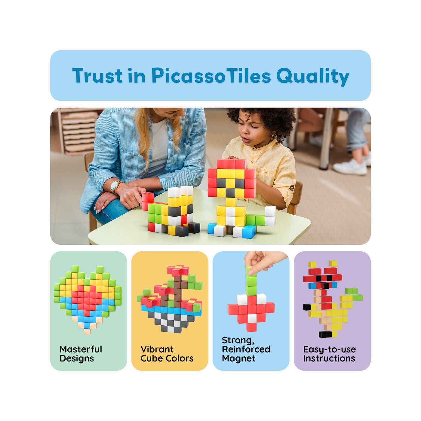 PicassoTiles 102pc Mini Pixel Puzzle Cube Set