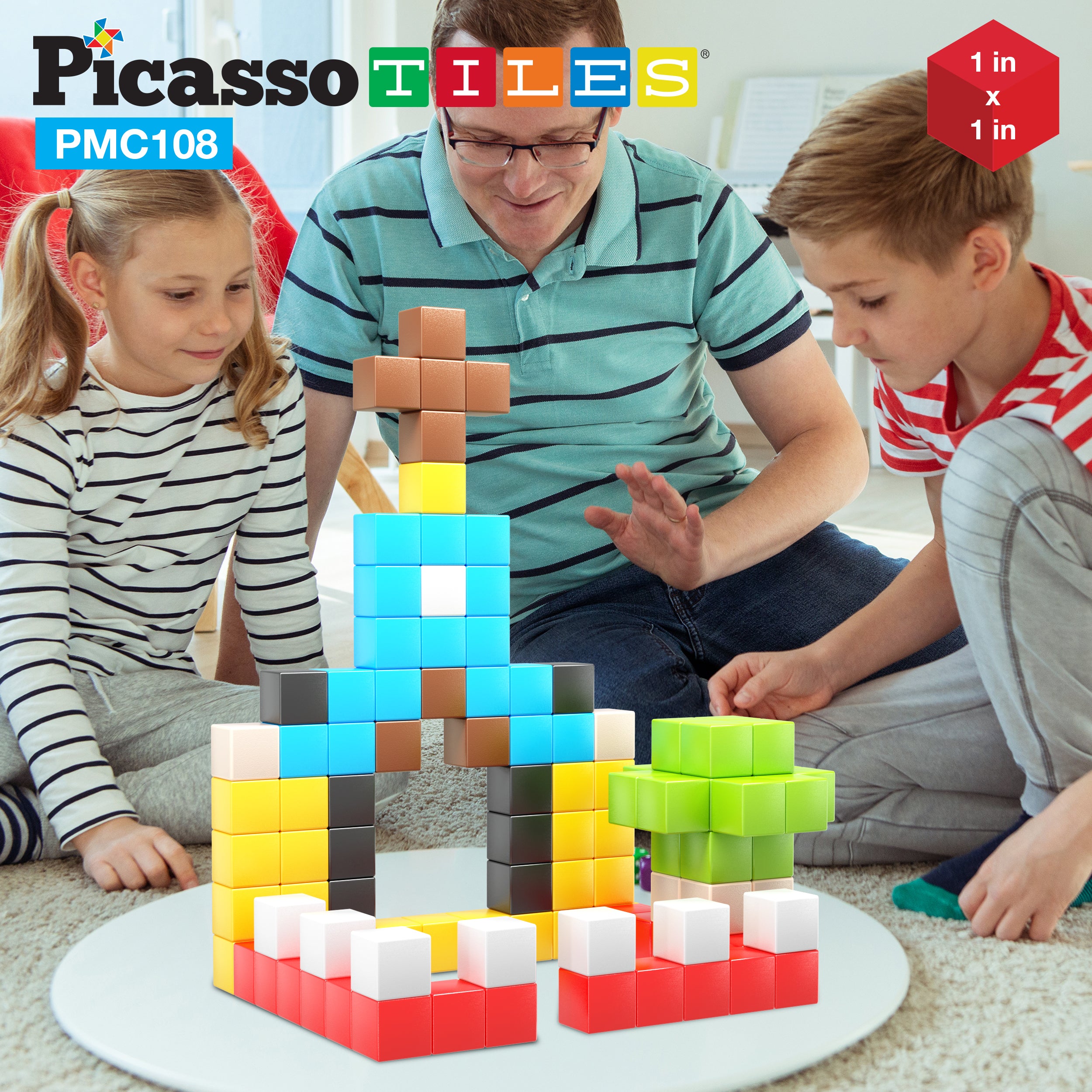Magnet Cubes Example Book PicassoTiles Magnetic Puzzle Cubes 108 Pieces PMC108 with FREE Ideaboo ...