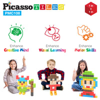 PicassoTiles Magnetic Puzzle Cubes 108 Pieces PMC108 with FREE Ideabook