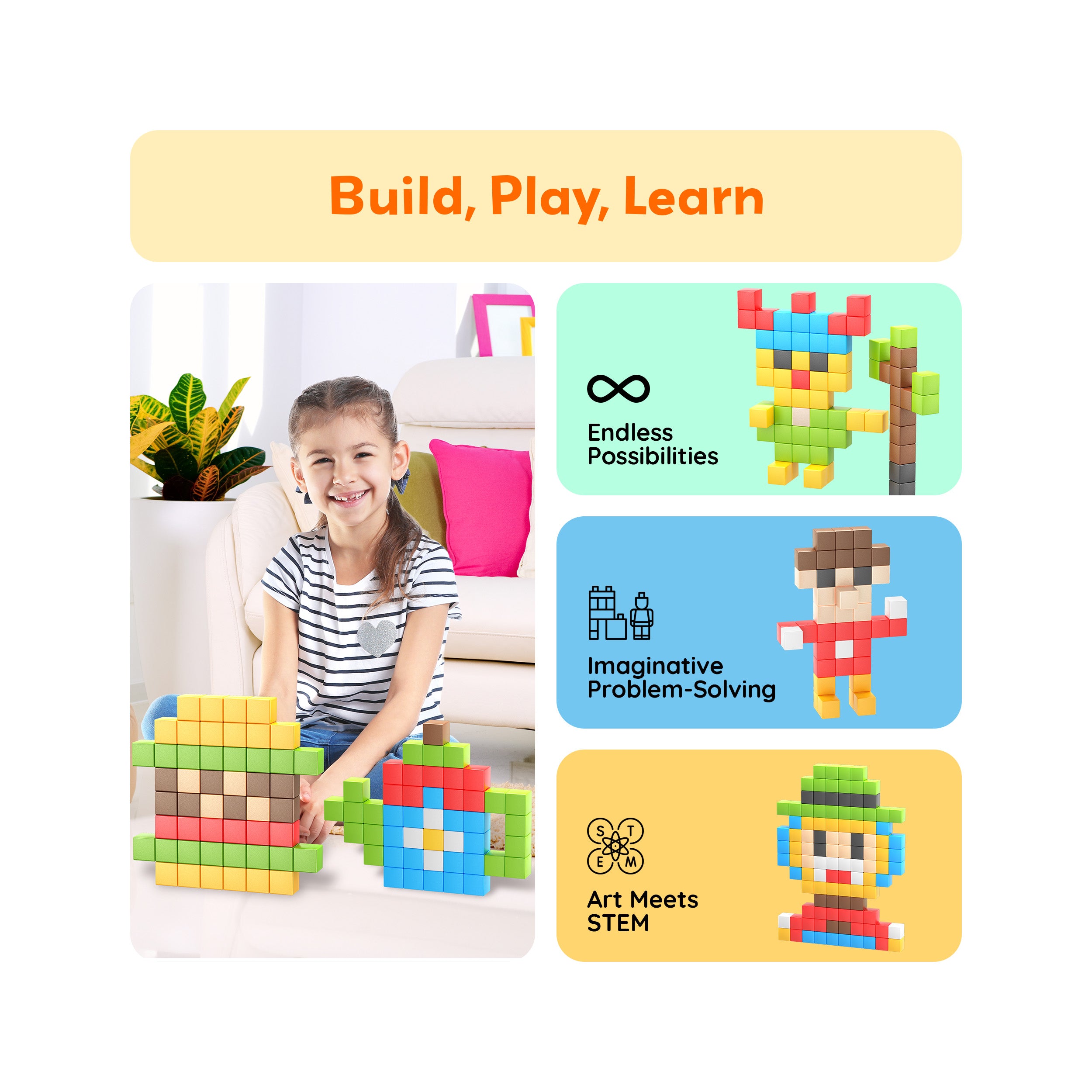 PicassoTiles 108pc Magnetic Puzzle Cubes Building Set