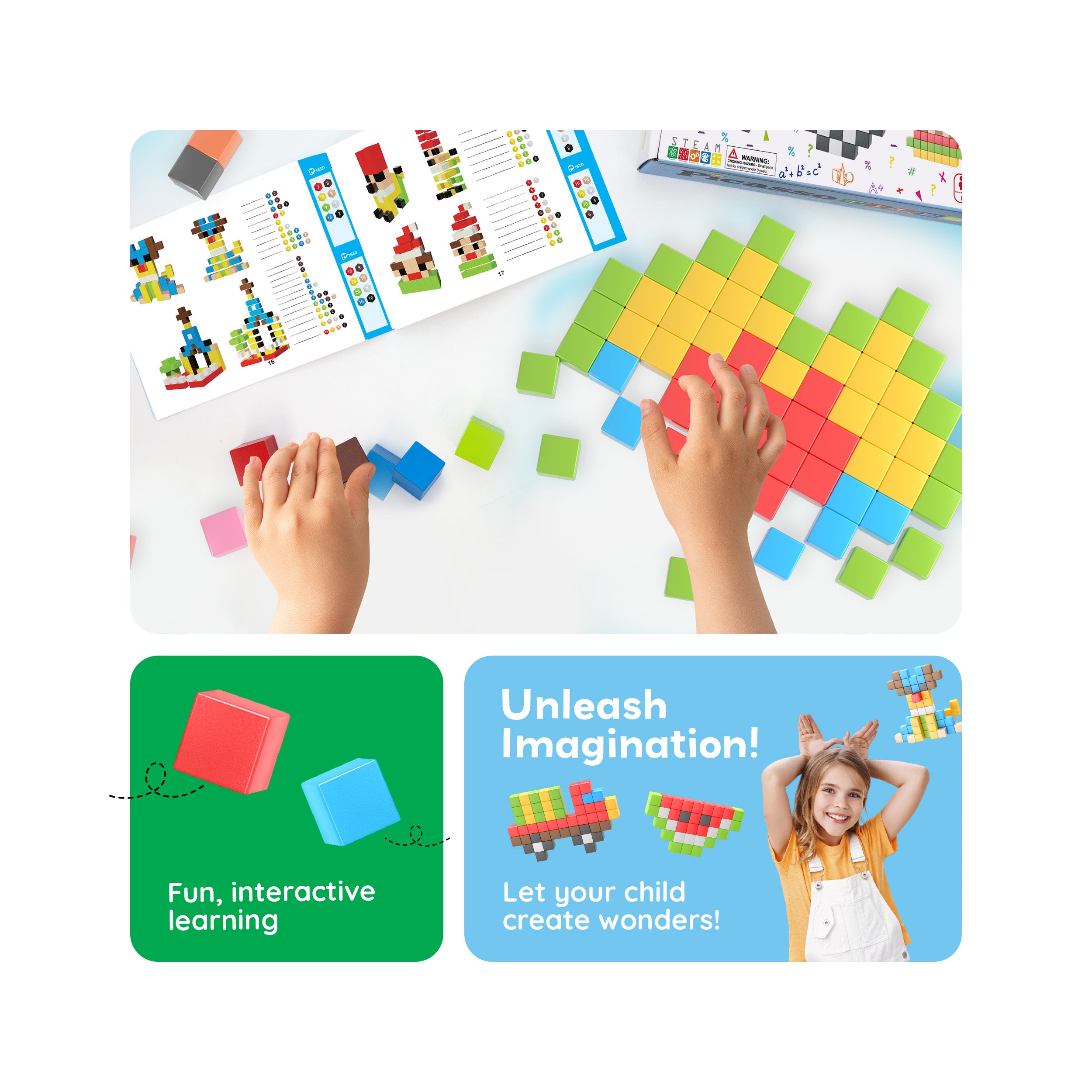 PicassoTiles 108pc Magnetic Puzzle Cubes Building Set