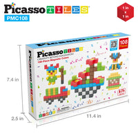 PicassoTiles Magnetic Puzzle Cubes 108 Pieces PMC108 with FREE Ideabook