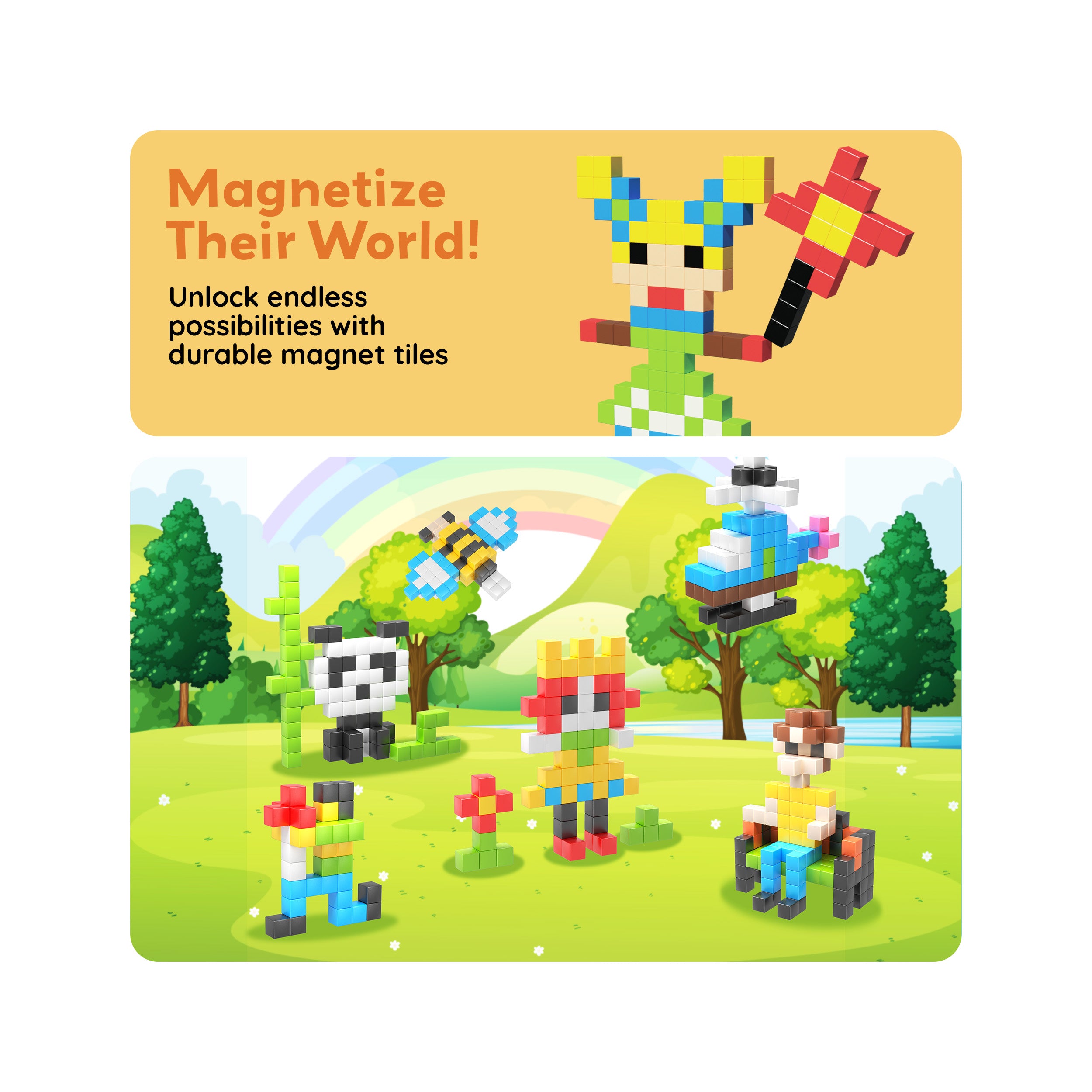 PicassoTiles 108pc Magnetic Puzzle Cubes Building Set