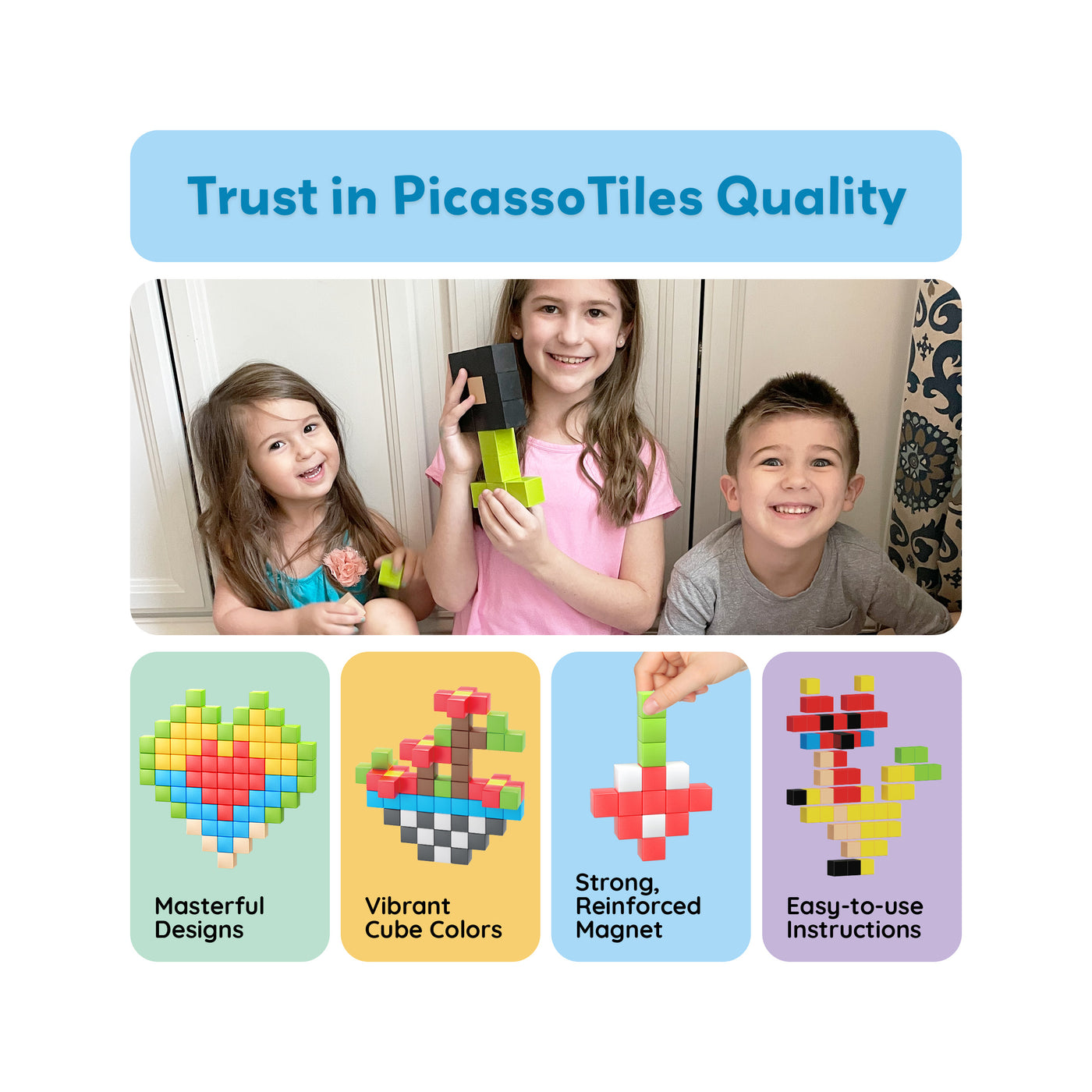 PicassoTiles 108pc Magnetic Puzzle Cubes Building Set