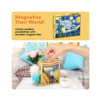 PicassoTiles 20pc 1" Magnetic Puzzle Cubes Famous World  Paintings