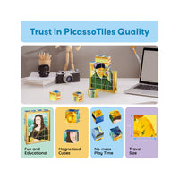 PicassoTiles 20pc 1" Magnetic Puzzle Cubes Famous World  Paintings