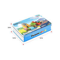 100-piece pixel magnetic cube storage tin with product dimensions (2.6 in x 5.3 in x 9.7 in)