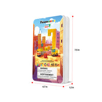 Construction-themed 45-piece magnetic cube metal storage tin with product dimensions (7.5 in x 4.7 in x 1.2 in)