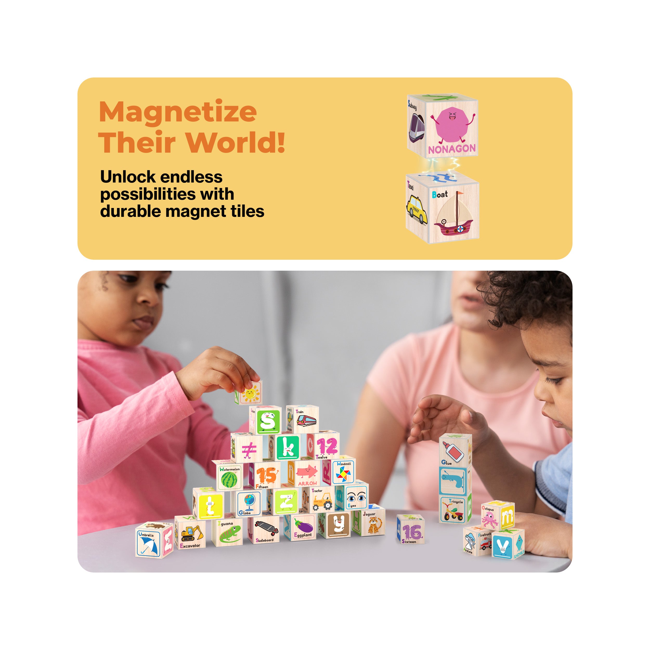 PicassoTiles Magnetic Alphabet and Number Building Blocks