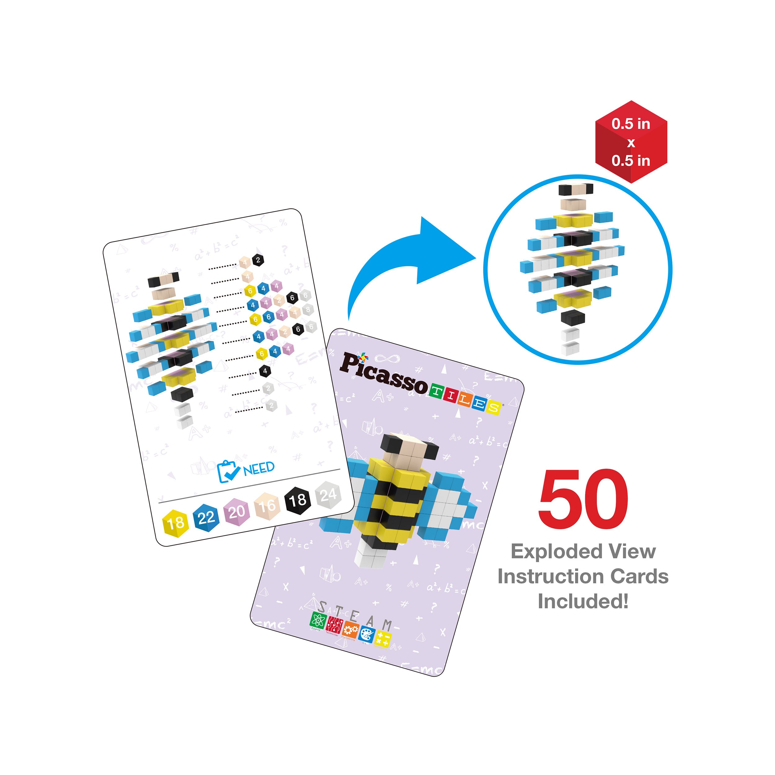 PicassoTiles 400pc Magnetic Tiles Mini Pixel Puzzle Cubes