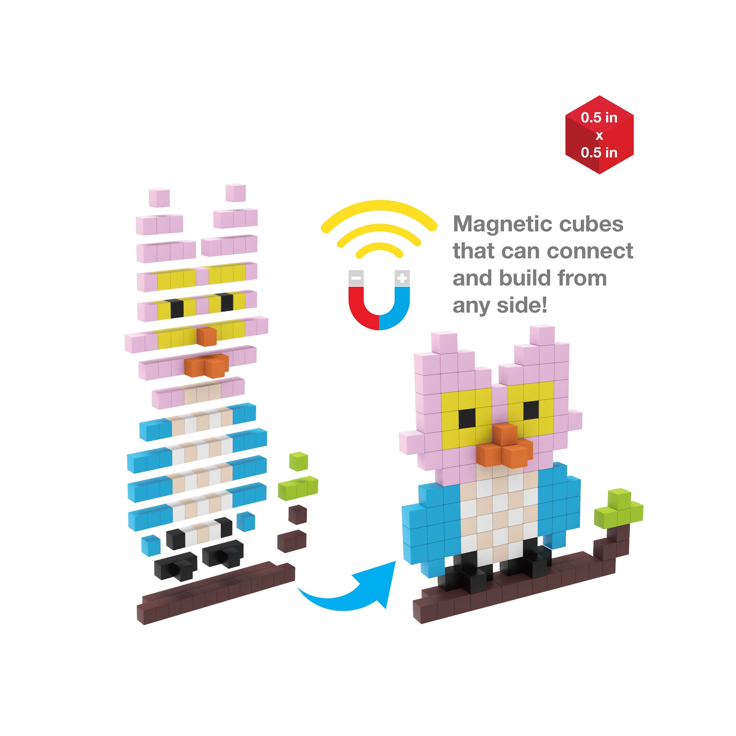 PicassoTiles 400pc Magnetic Tiles Mini Pixel Puzzle Cubes