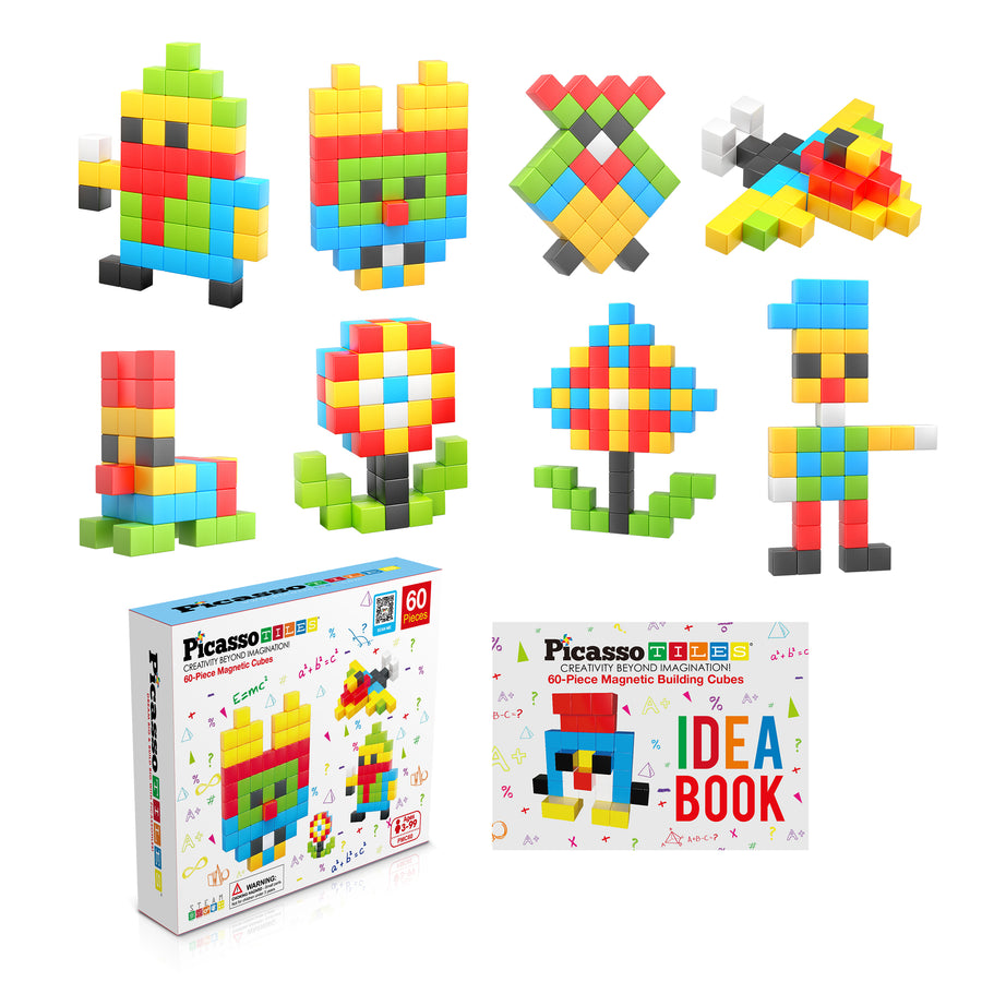 PicassoTiles 60 Piece Magnetic Puzzle Cube Playset