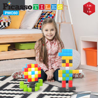 PicassoTiles 60 Piece Magnetic Puzzle Cube Playset