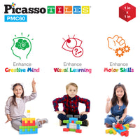 PicassoTiles 60 Piece Magnetic Puzzle Cube Playset