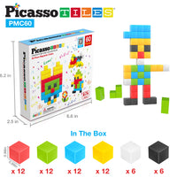 PicassoTiles 60 Piece Magnetic Puzzle Cube Playset