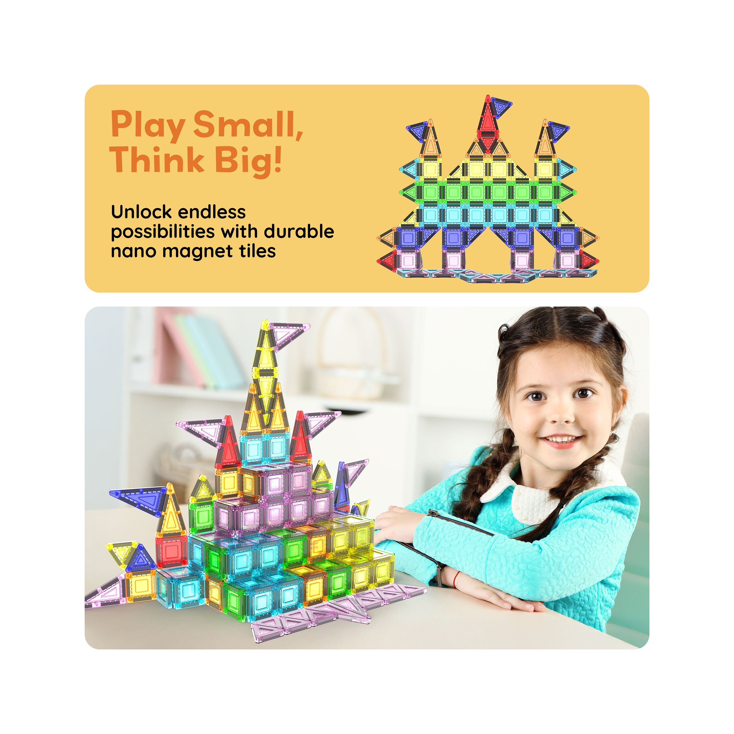 PicassoTiles 40pc Nano Magnetic Building Tiles Construction Travel Set