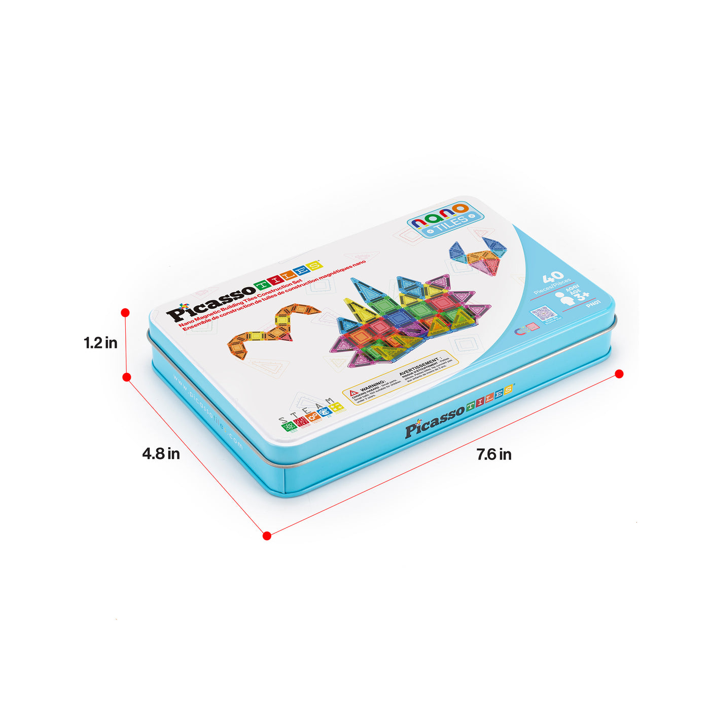 PicassoTiles 40pc Nano Magnetic Building Tiles Construction Travel Set