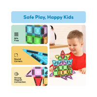 PicassoTiles Magnetic Tiles Construction Building Collection Travel Set 40pc