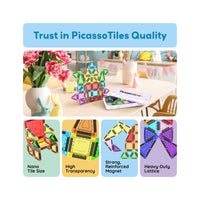 PicassoTiles Magnetic Tiles Construction Building Collection Travel Set 40pc
