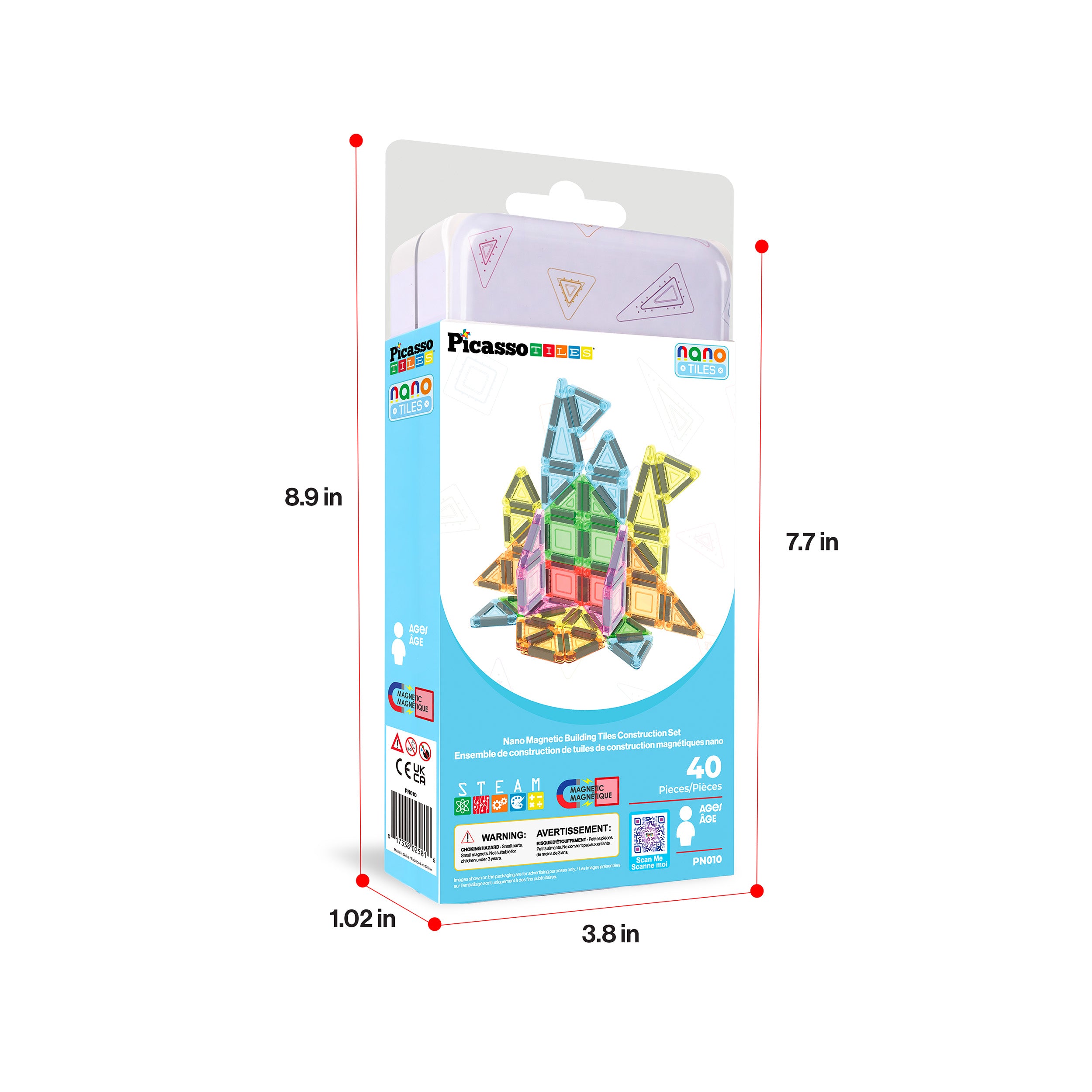 PicassoTiles Magnetic Tiles Construction Building Collection Travel Set 40pc