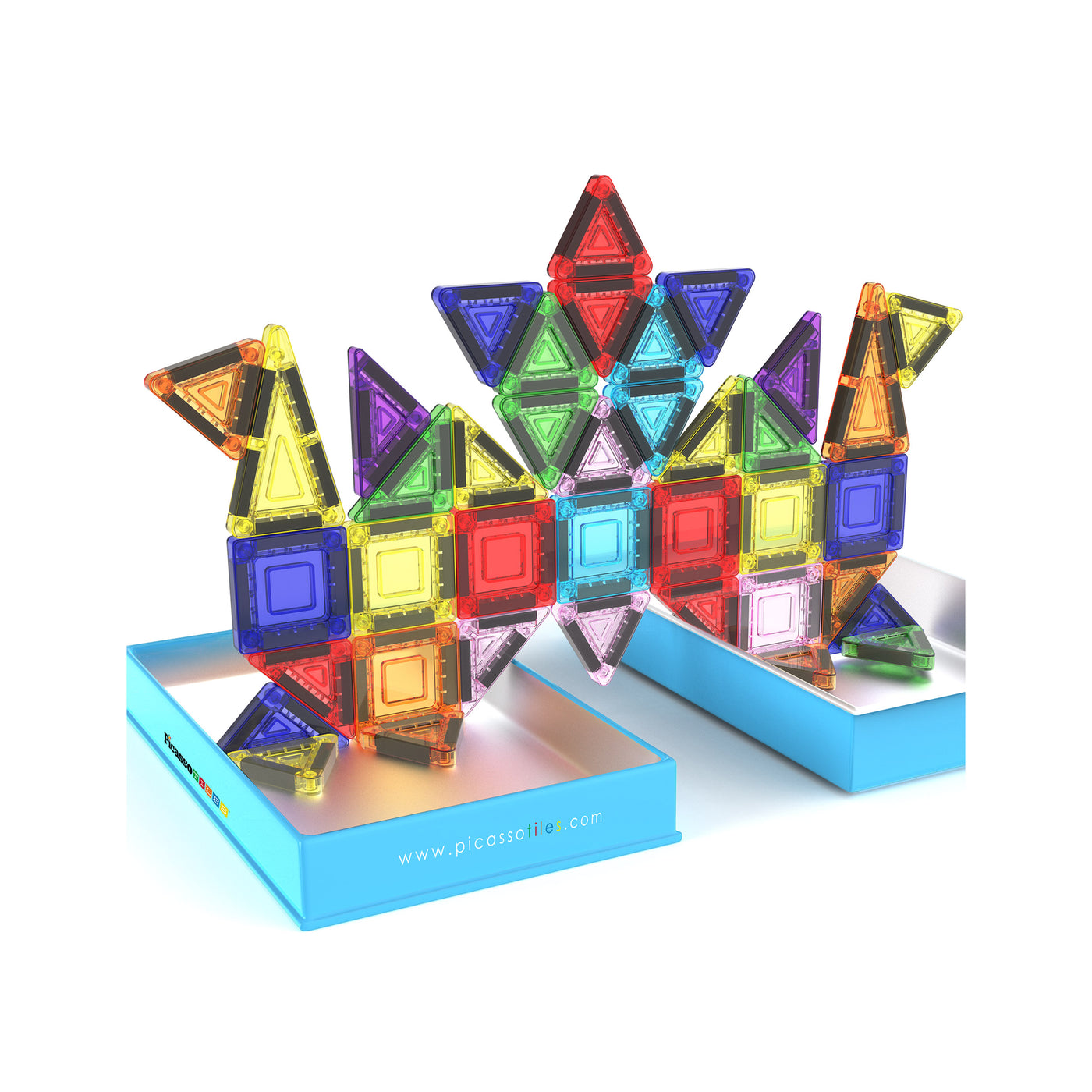 PicassoTiles 50pc Nano Magnetic Building Tiles Construction Travel Set