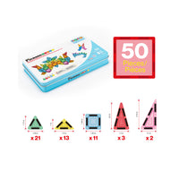 PicassoTiles 50pc Nano Magnetic Building Tiles Construction Travel Set
