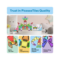 PicassoTiles 50pc Nano Magnetic Building Tiles Construction Travel Set