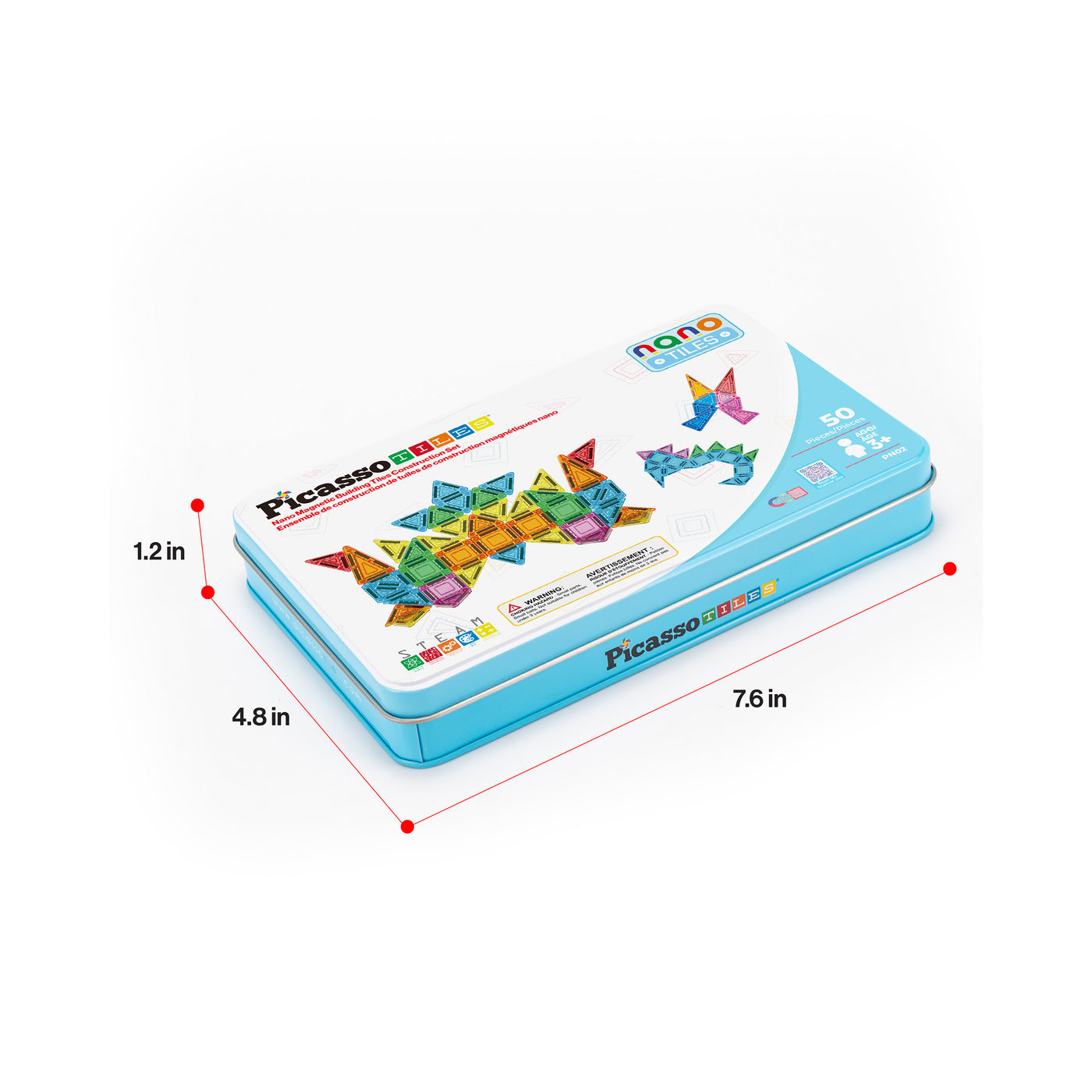 PicassoTiles 50pc Nano Magnetic Building Tiles Construction Travel Set