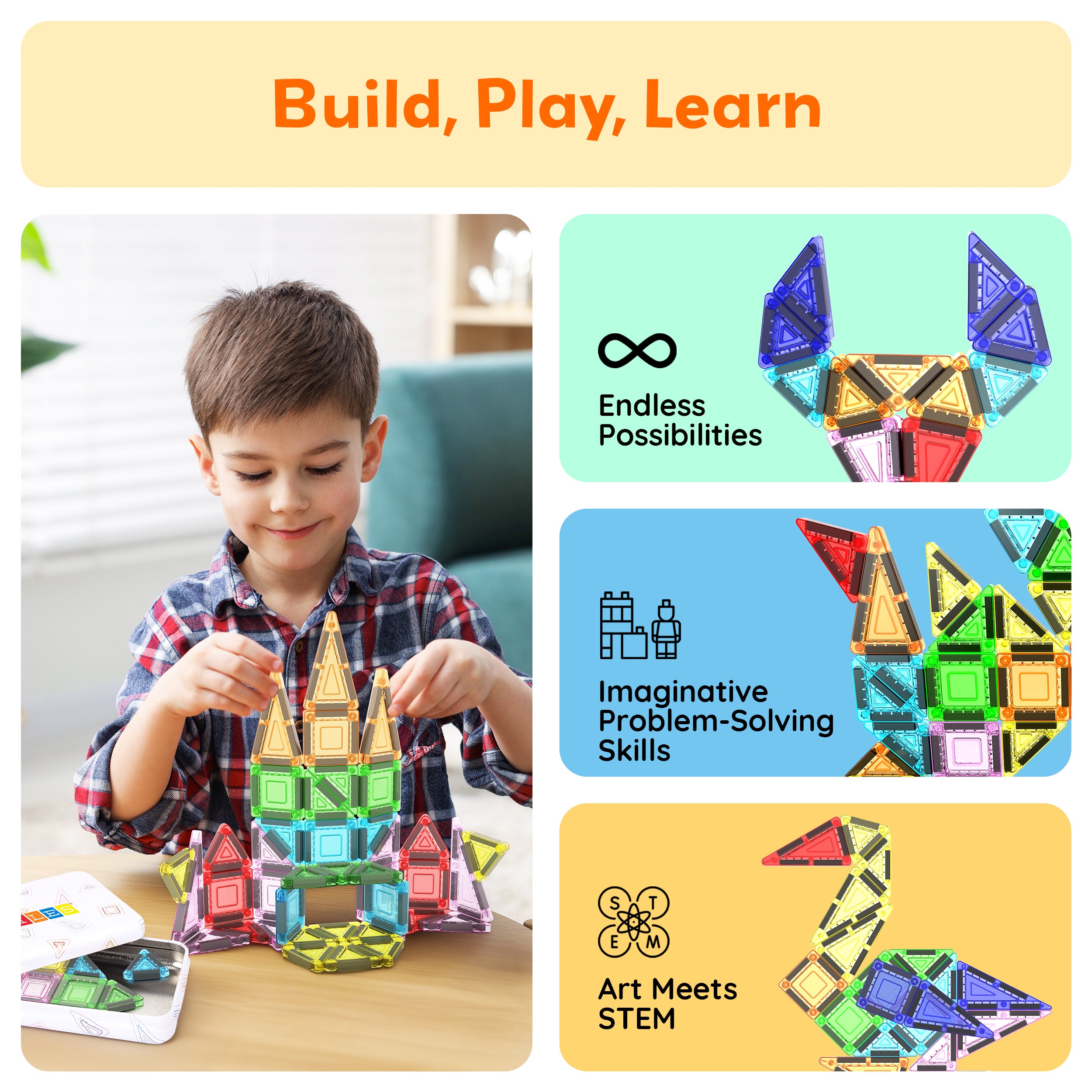 PicassoTiles Magnetic Tiles Construction Building Nano Collection Travel Set 51pc