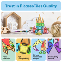 PicassoTiles Magnetic Tiles Construction Building Nano Collection Travel Set 51pc