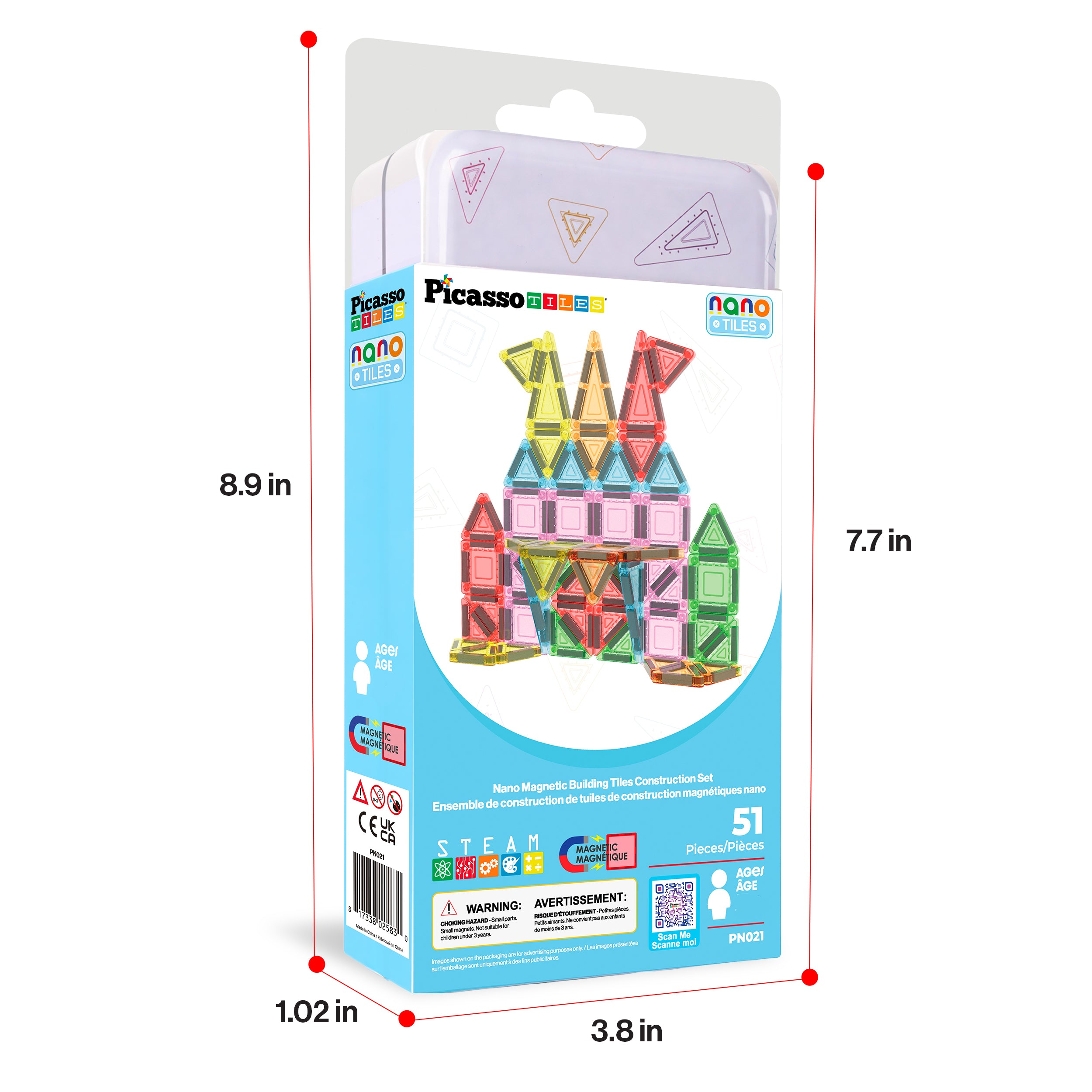 PicassoTiles Magnetic Tiles Construction Building Nano Collection Travel Set 51pc